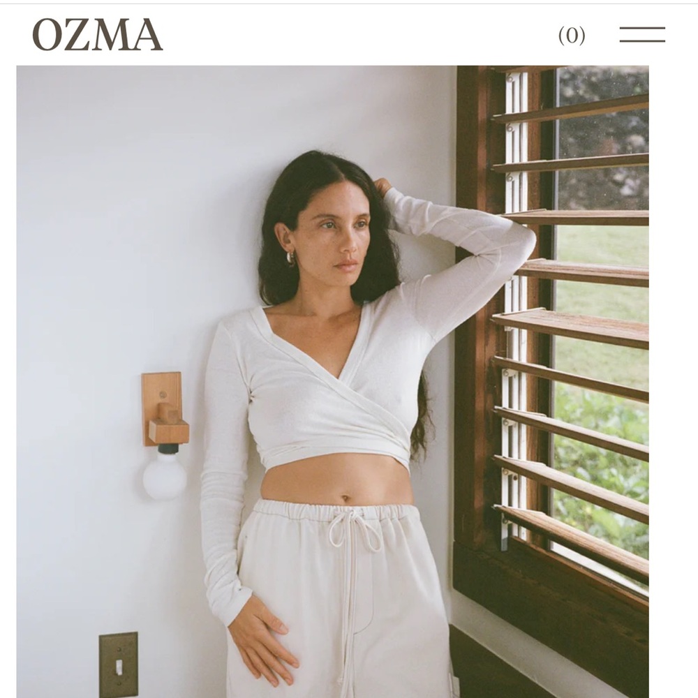 Ozma of California Cream Ballet Style Wrap Top (100% Silk)